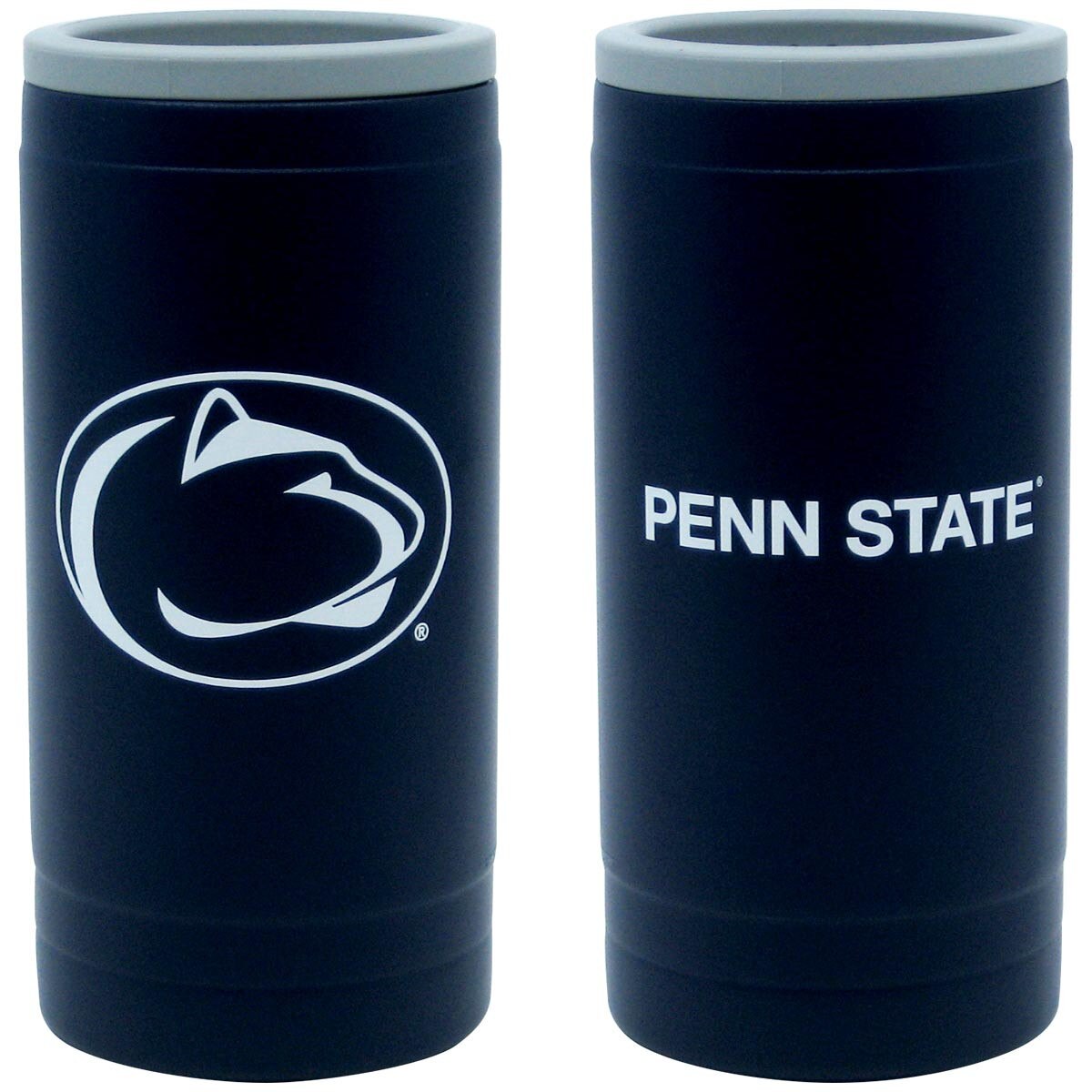 navy slim can cooler with Penn State and Athletic Logo